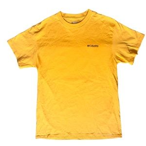 COLUMBIA PFG PERIODIC TABLE FISHING LURES FLIES Shirt Men M Short Sleeve Yellow